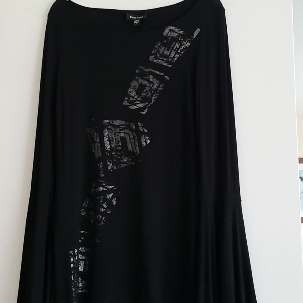 BeBe Knit Dress with Long Raglin Sleeves & Side Slits.